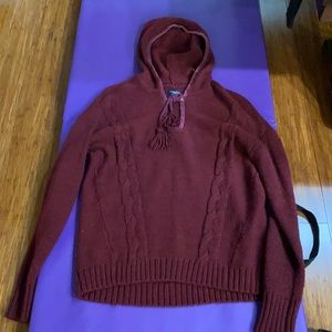 Maroon Colored Knit Sweater w/ Hood